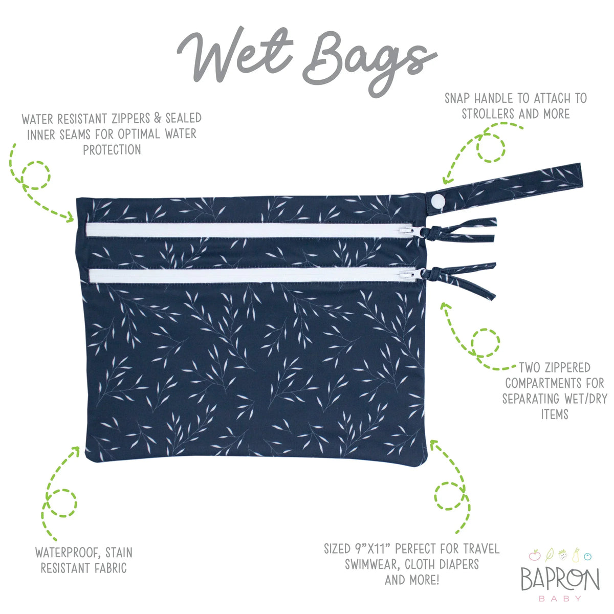 Willow - Waterproof Wet Bag (For mealtime, on-the-go, and more!) - BIG FRENCHIES