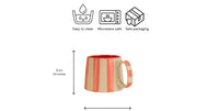 Pink Stripe Coffee Cup | Handpainted Stoneware Mug | 220ml (Set of 2)