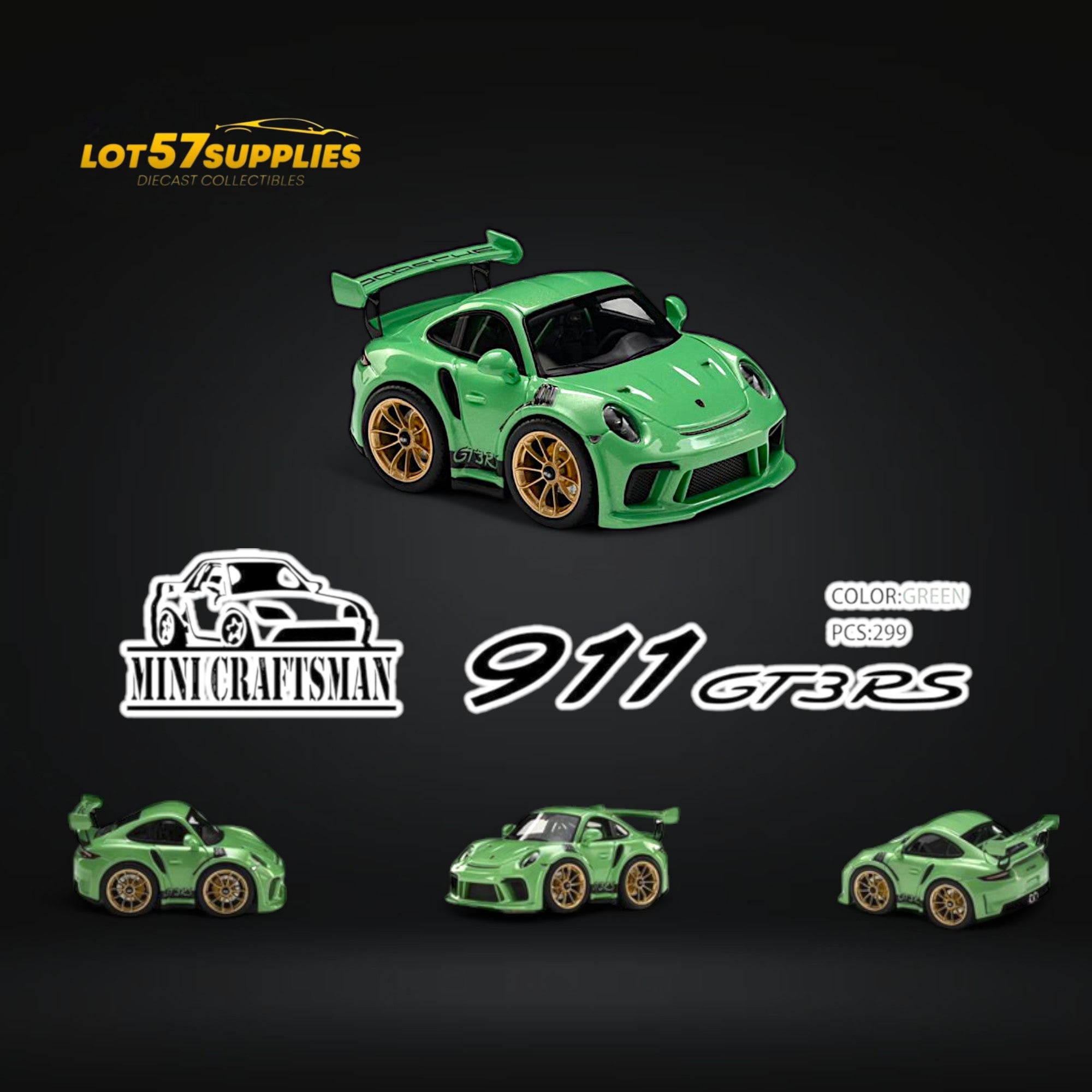 MINICRAFTSMAN Porsche 911 GT3 RS Egg Cart Green 1:64
