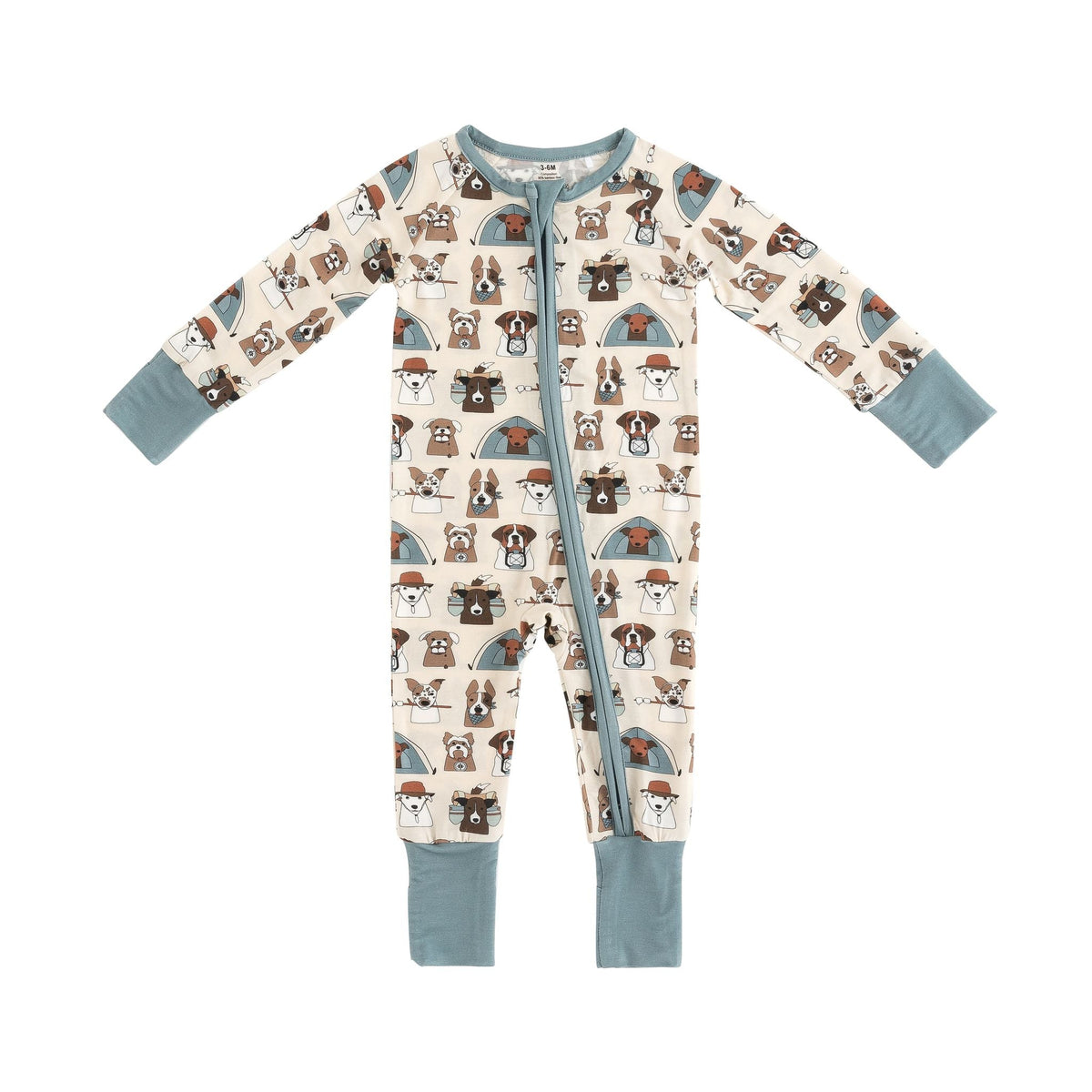 Camp Paws (Convertible Zip Footies) - Blue - BIG FRENCHIES