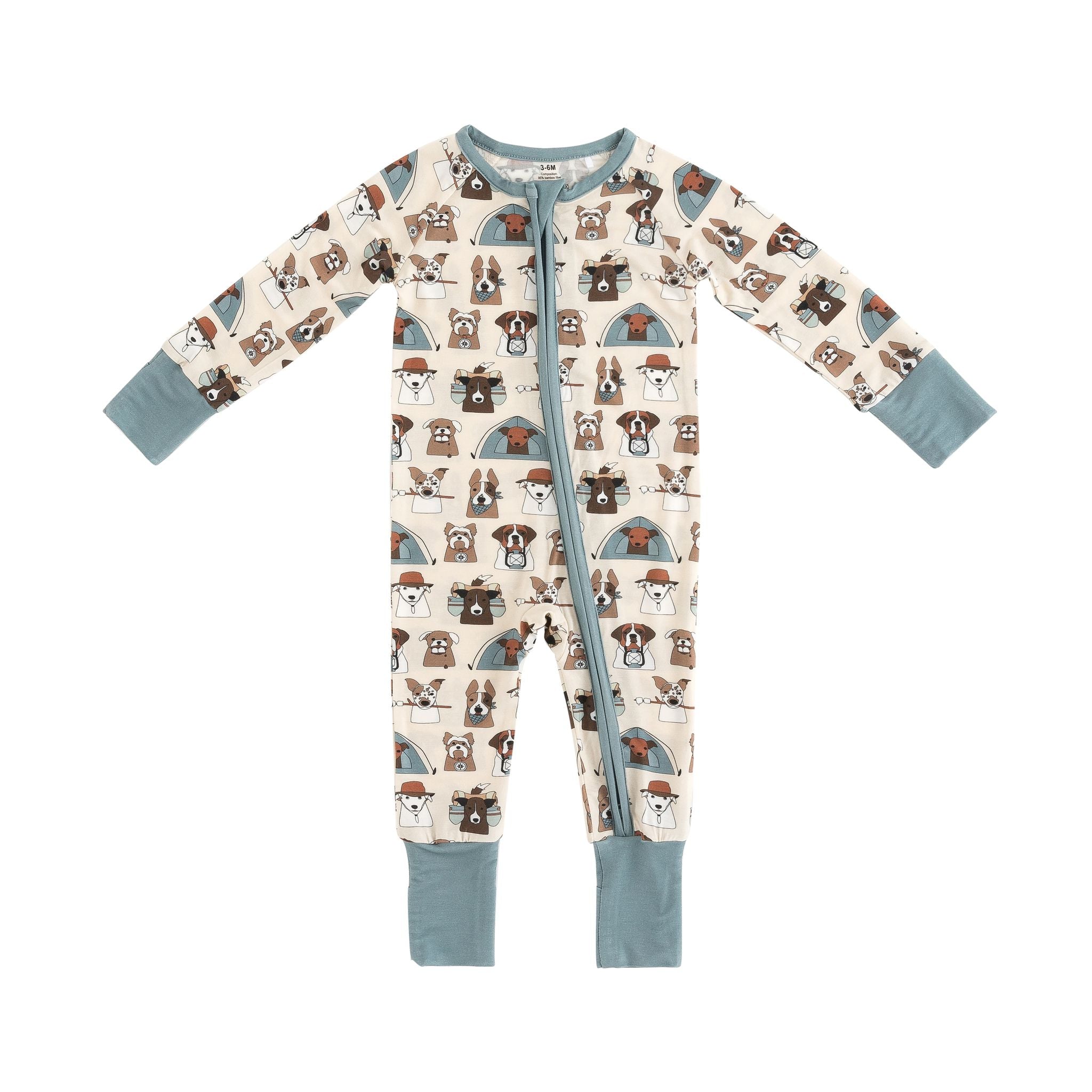 Camp Paws (Convertible Zip Footies) - Blue - BIG FRENCHIES