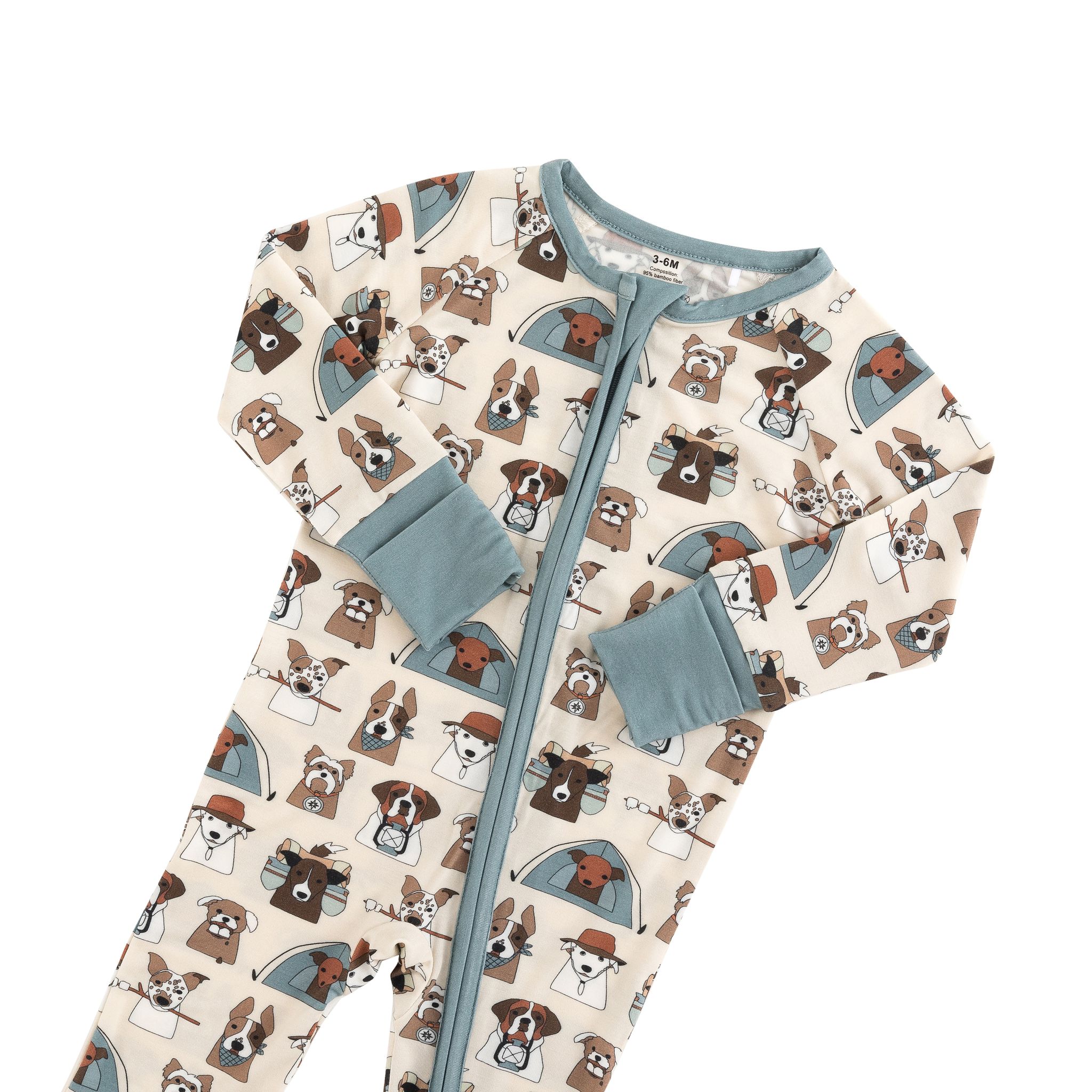 Camp Paws (Convertible Zip Footies) - Blue - BIG FRENCHIES