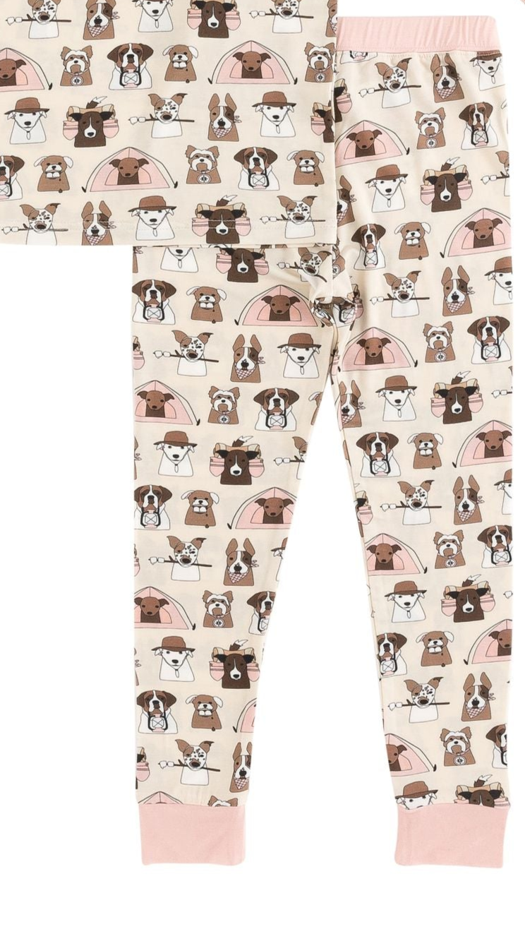 Camp Paws (Short Sleeve PJ) - Pink - BIG FRENCHIES