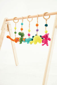 Montessori Baby Gym & Hanging Toys Set | Wooden Play Gym for Babies