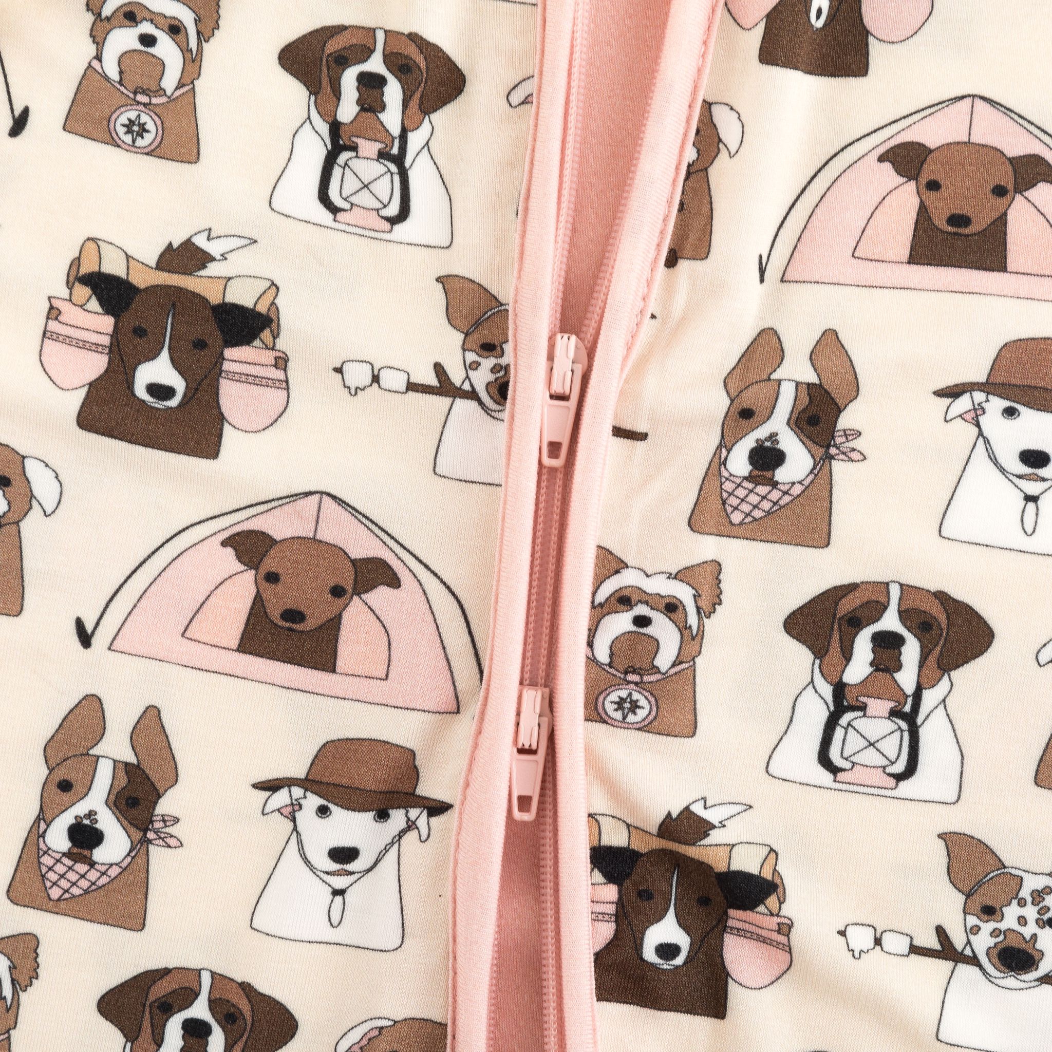 Camp Paws (Convertible Zip Footies) - Pink - BIG FRENCHIES