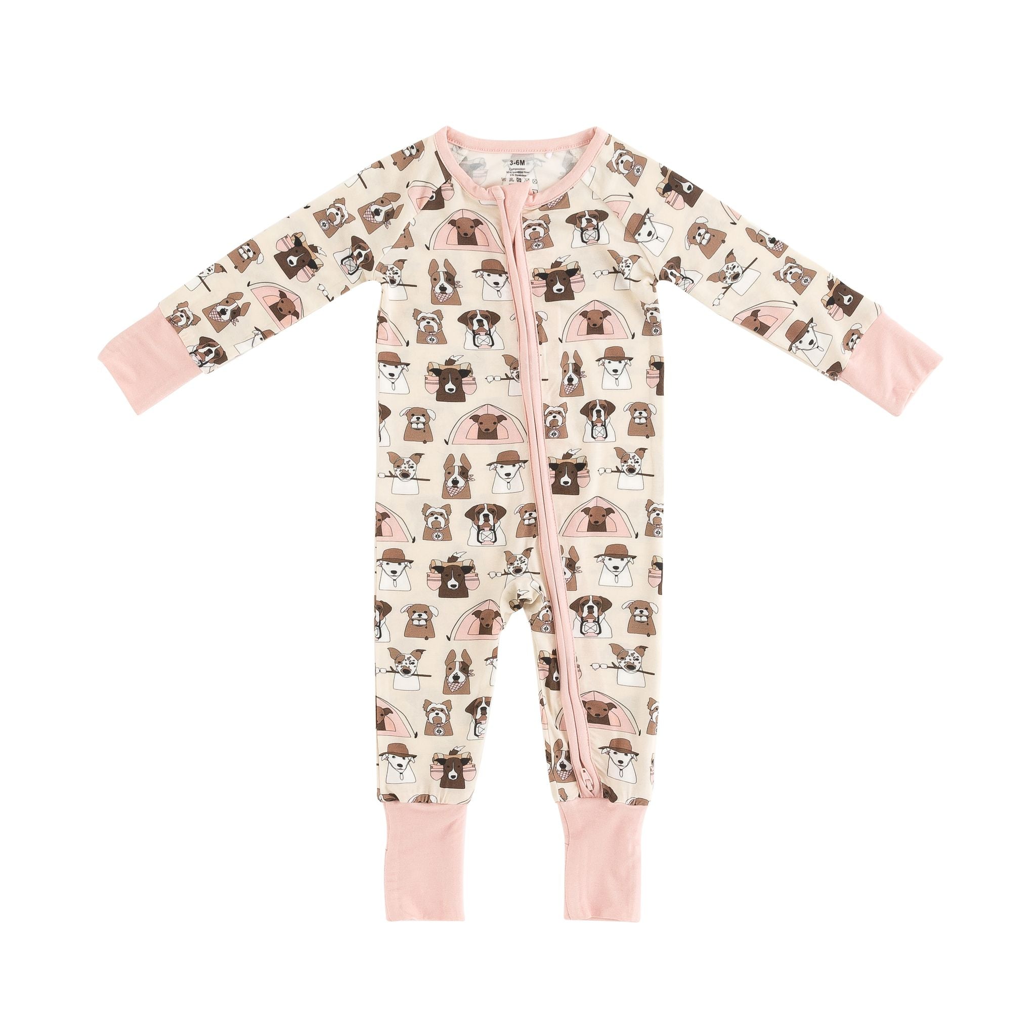 Camp Paws (Convertible Zip Footies) - Pink - BIG FRENCHIES