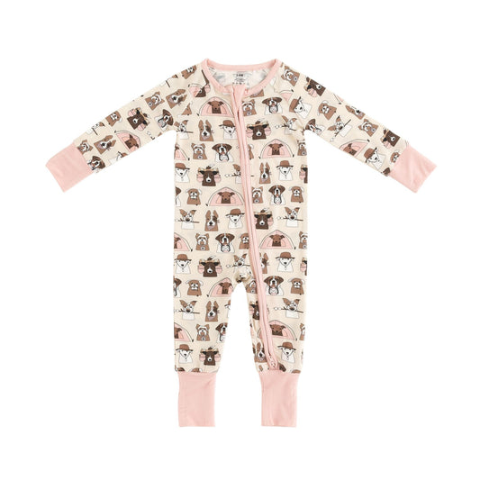 Camp Paws (Convertible Zip Footies) - Pink - BIG FRENCHIES