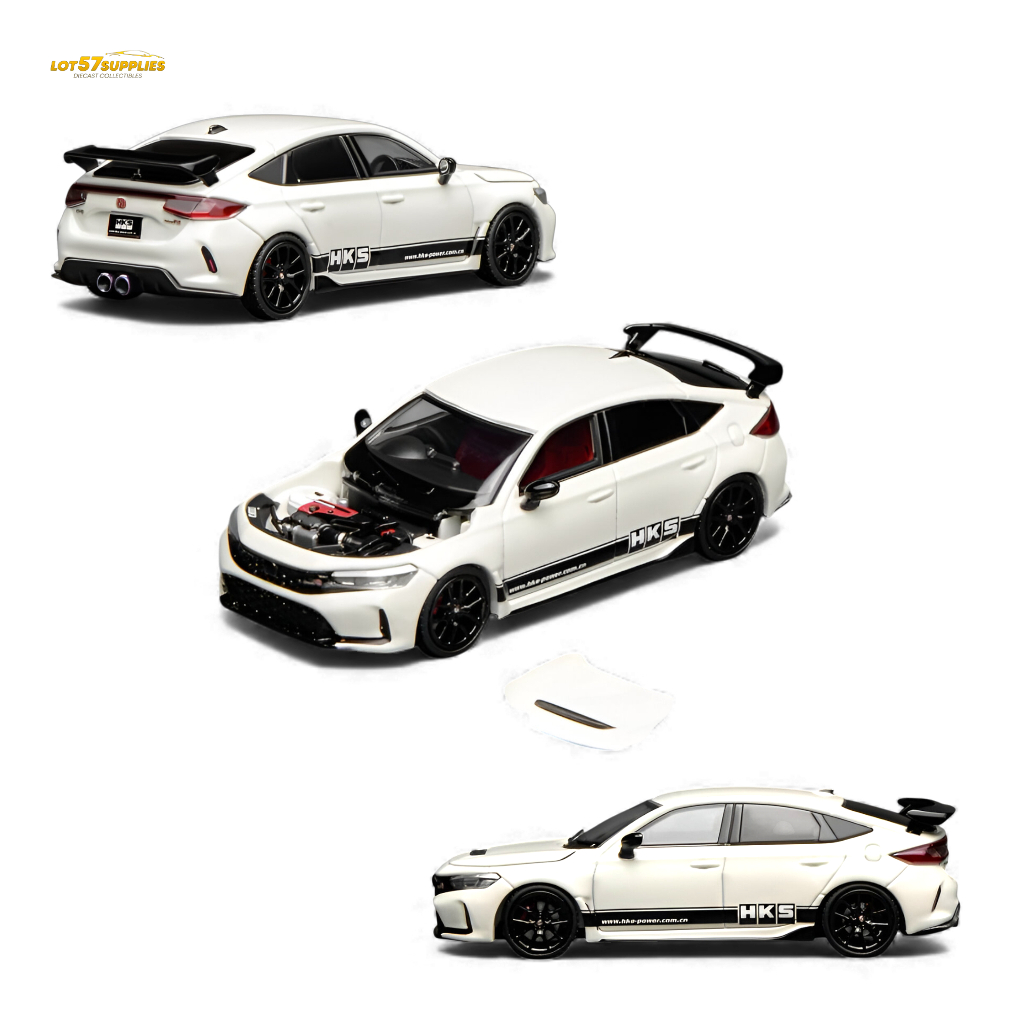 (Pre-Order) Motorhelix Honda Civic Type R FL5 HKS White 1:64