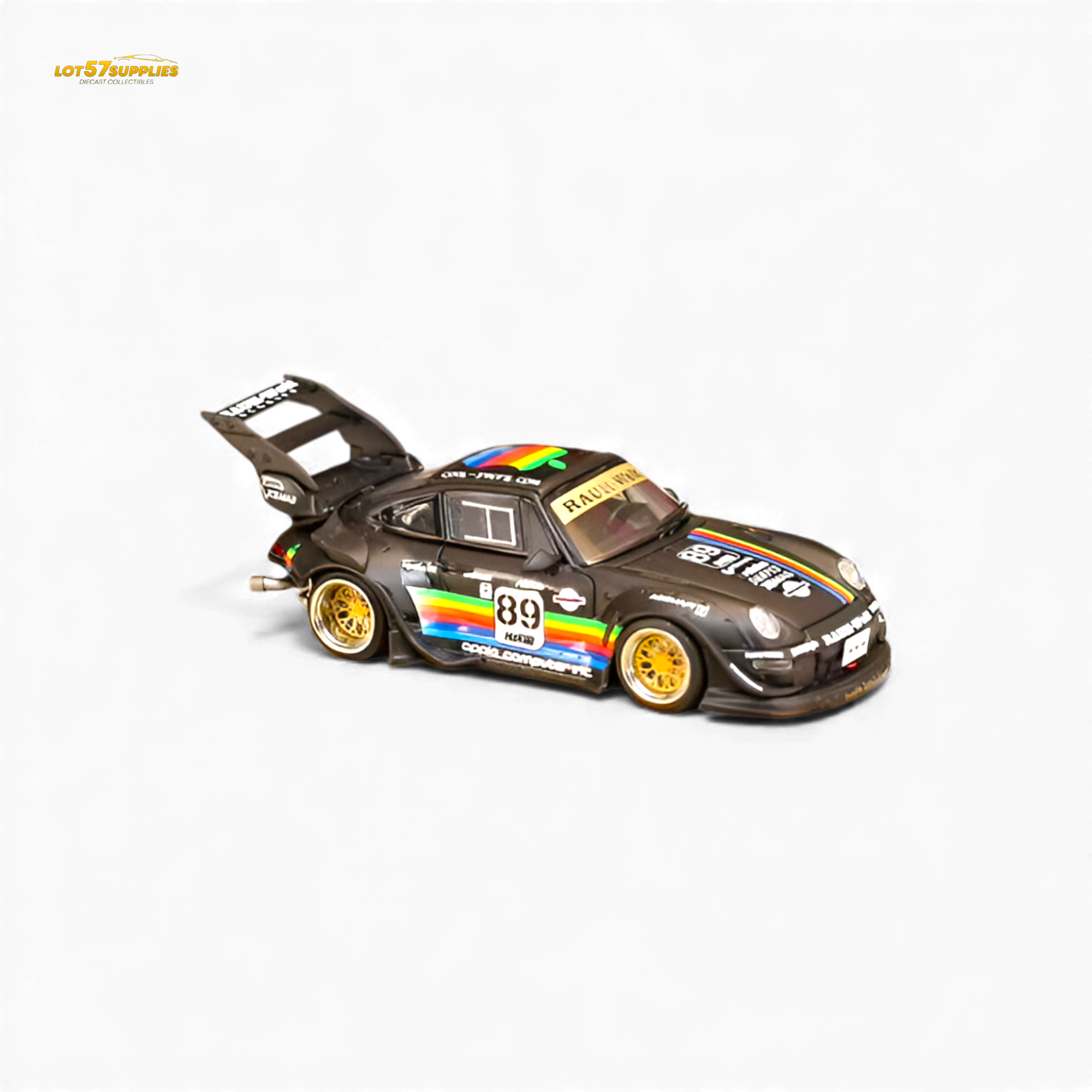 (Pre-Order) Street Weapon RWB 993 Matte Black Apple Livery 1:64