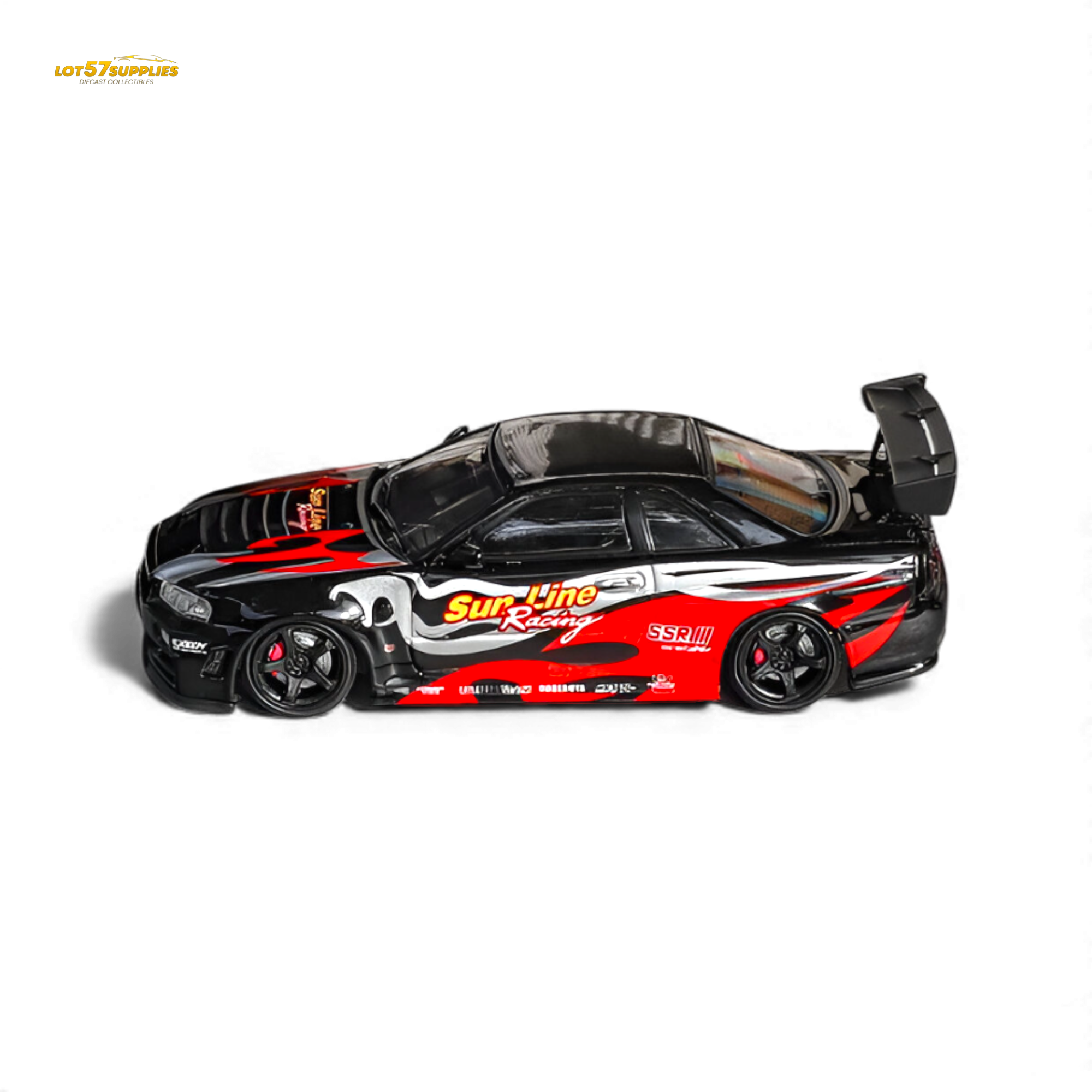 (Pre-Order) Fuji Skyline R34 GT-R Nismo Z-Tune Black Red Flame 1:64