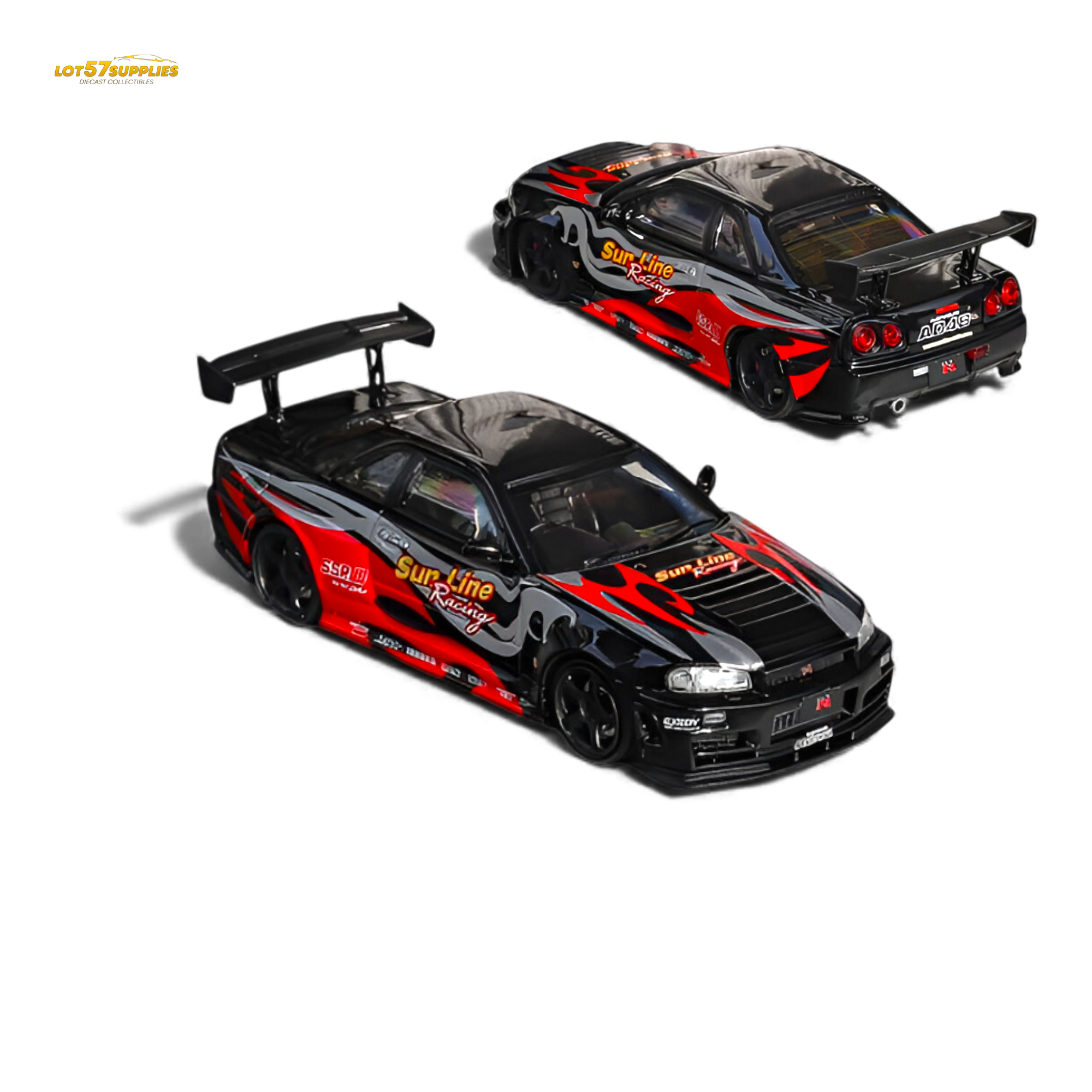 (Pre-Order) Fuji Skyline R34 GT-R Nismo Z-Tune Black Red Flame 1:64