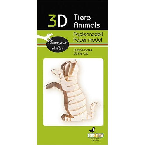 White Cat 3D Cardboard Model Kit Fridolin