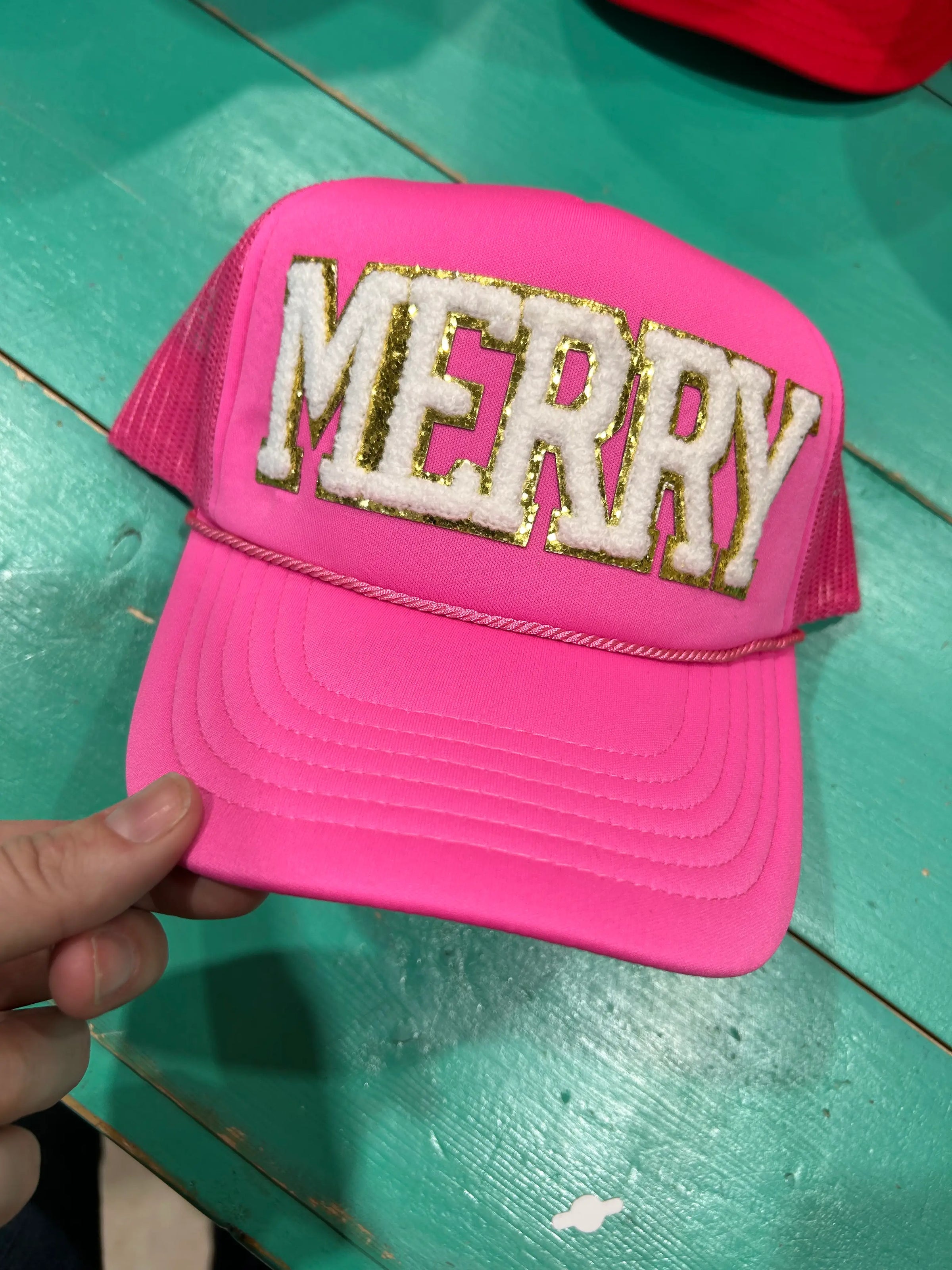 White Chenille Merry Trucker - BIG FRENCHIES