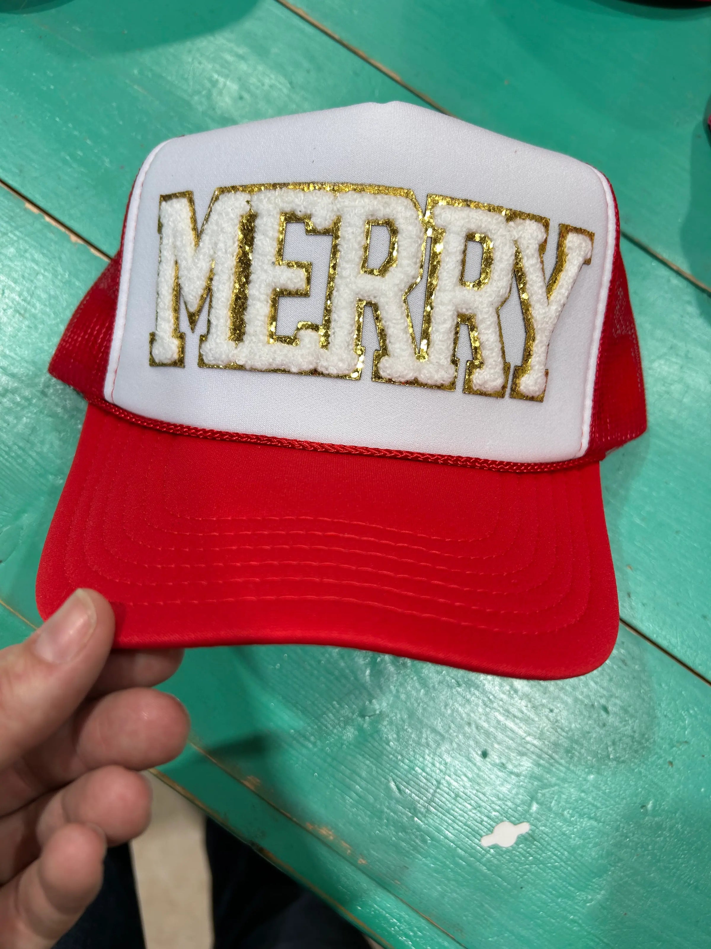 White Chenille Merry Trucker - BIG FRENCHIES