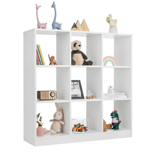 Modern 9-Cube Bookcase with 2 Anti-Tipping Kits for Books Toys Ornaments-White - BIG FRENCHIES