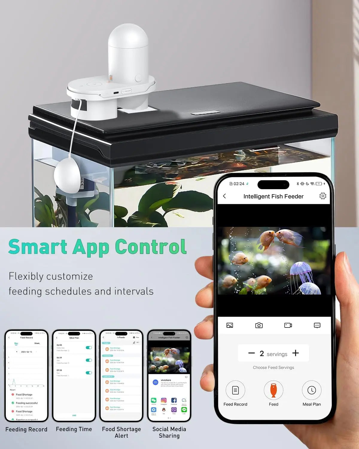 WiFi Automatic Fish Feeder with Camera App Control Moisture Proof 230ML - BIG FRENCHIES