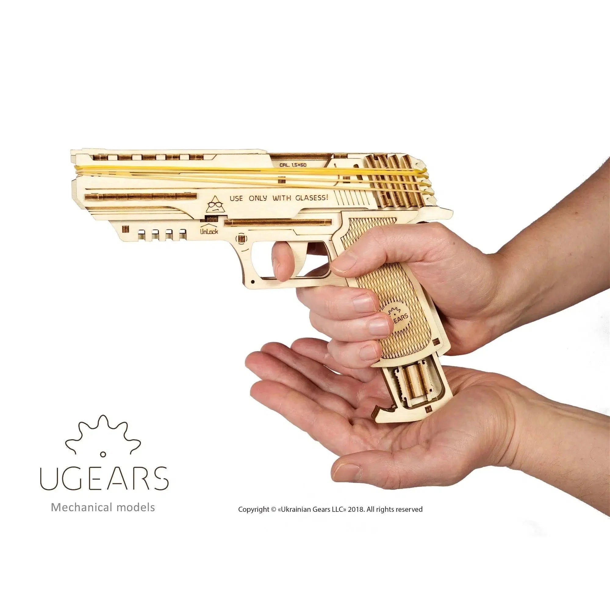 Wolf-01 Handgun 3D Wood Model Kit UGEARS