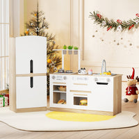 Wooden 2 Piece Kids Kitchen Playset with Fridge and Running Water