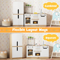 Wooden 2 Piece Kids Kitchen Playset with Fridge and Running Water