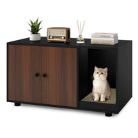 Wooden Cat Litter Box Enclosure Hidden Litter Box Furniture with Scratching Board