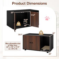 Wooden Cat Litter Box Enclosure Hidden Litter Box Furniture with Scratching Board