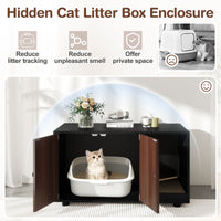 Wooden Cat Litter Box Enclosure Hidden Litter Box Furniture with Scratching Board