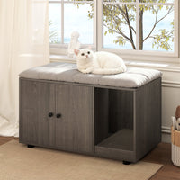 Wooden Cat Litter Box Enclosure Hidden Litter Box Furniture with Scratching Board