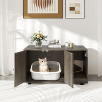 Wooden Cat Litter Box Enclosure Hidden Litter Box Furniture with Scratching Board