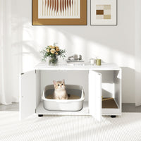 Wooden Cat Litter Box Enclosure Hidden Litter Box Furniture with Scratching Board