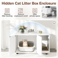 Wooden Cat Litter Box Enclosure Hidden Litter Box Furniture with Scratching Board