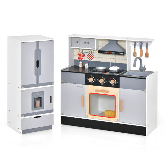 Wooden Chef Play Kitchen and Refrigerator with Realistic Range Hood and Roaster - BIG FRENCHIES