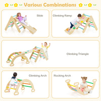 5-in-1 Wooden Kids Climber Toys with Triangle Arch Ramp