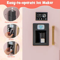 Wooden Kids Kitchen Playset with Chalkboard Ice Maker Sink Lighted Microwave