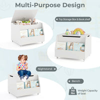Wooden Mobile Toy Storage Organizer with Bookshelf and Lockable Wheels
