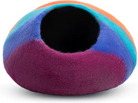 Wool Felt Cat Cave Bed Handmade Merino Wool Covered Cat House – Rainbow