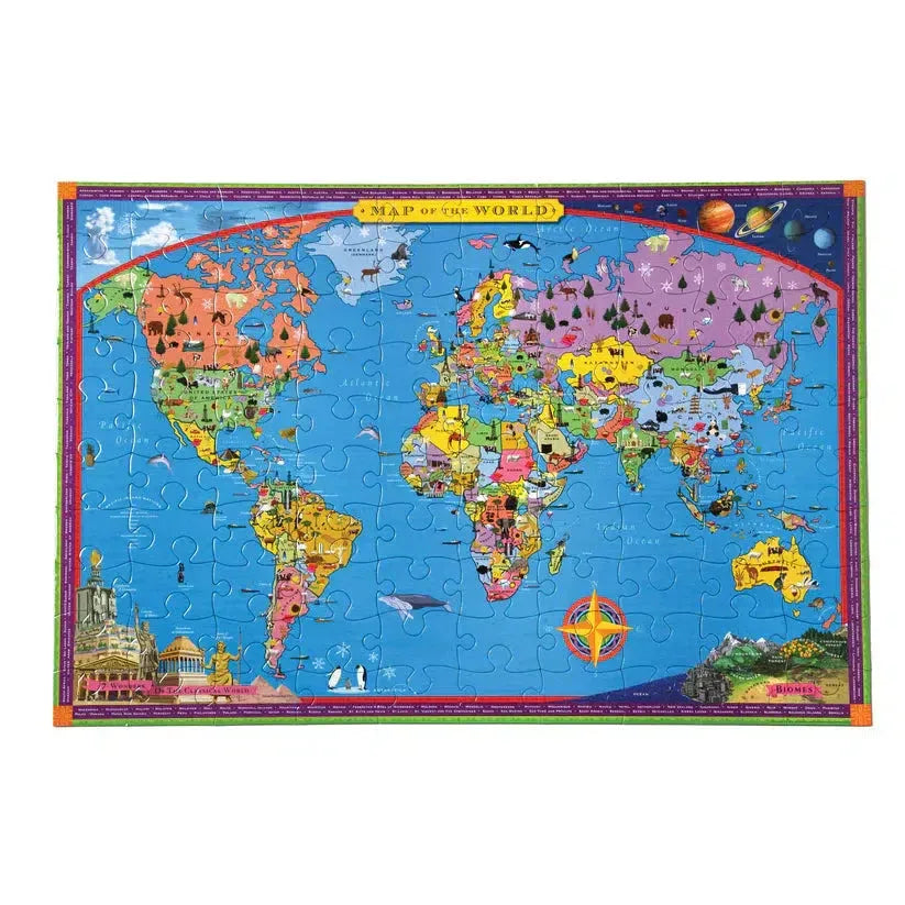 World Map 100 Piece Jigsaw Puzzle eeBoo - BIG FRENCHIES