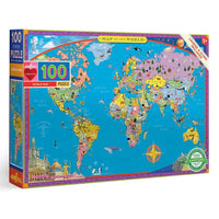 World Map 100 Piece Jigsaw Puzzle eeBoo - BIG FRENCHIES