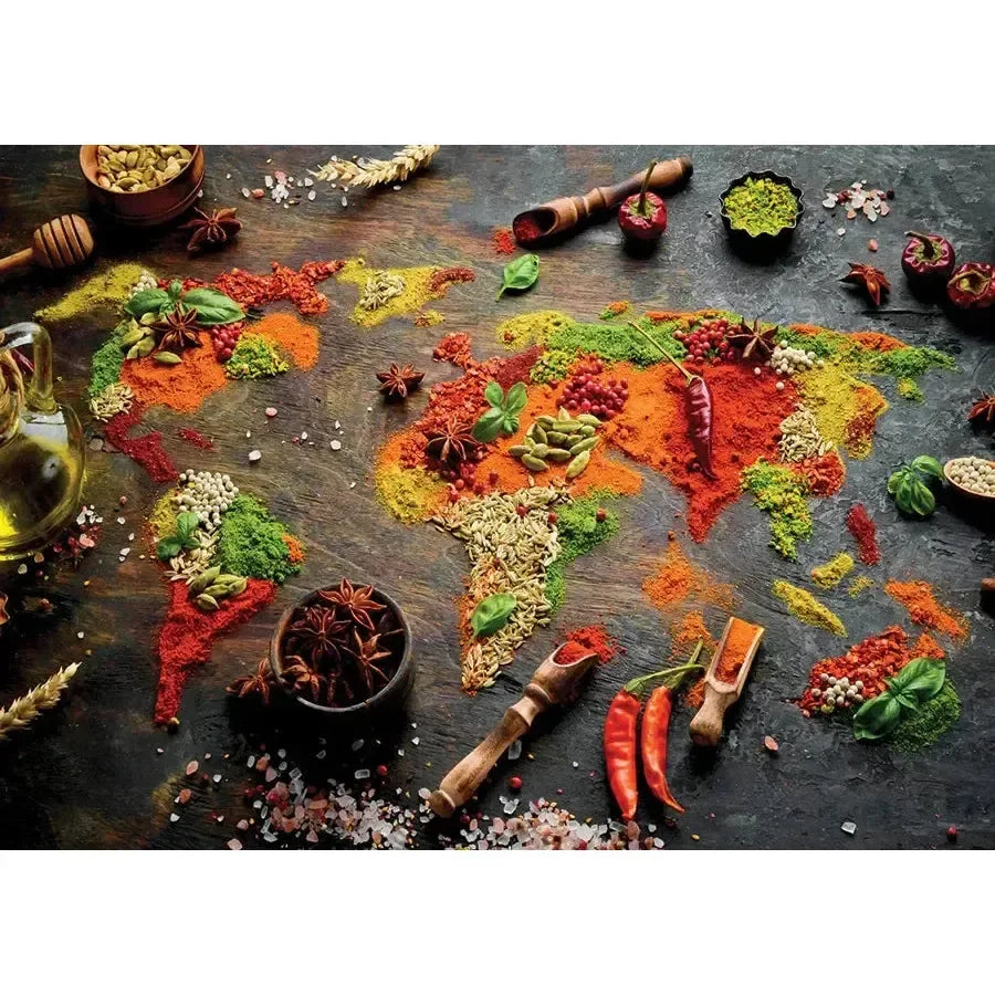 World Map in Spices 1000 Piece Jigsaw Puzzle Enjoy - BIG FRENCHIES