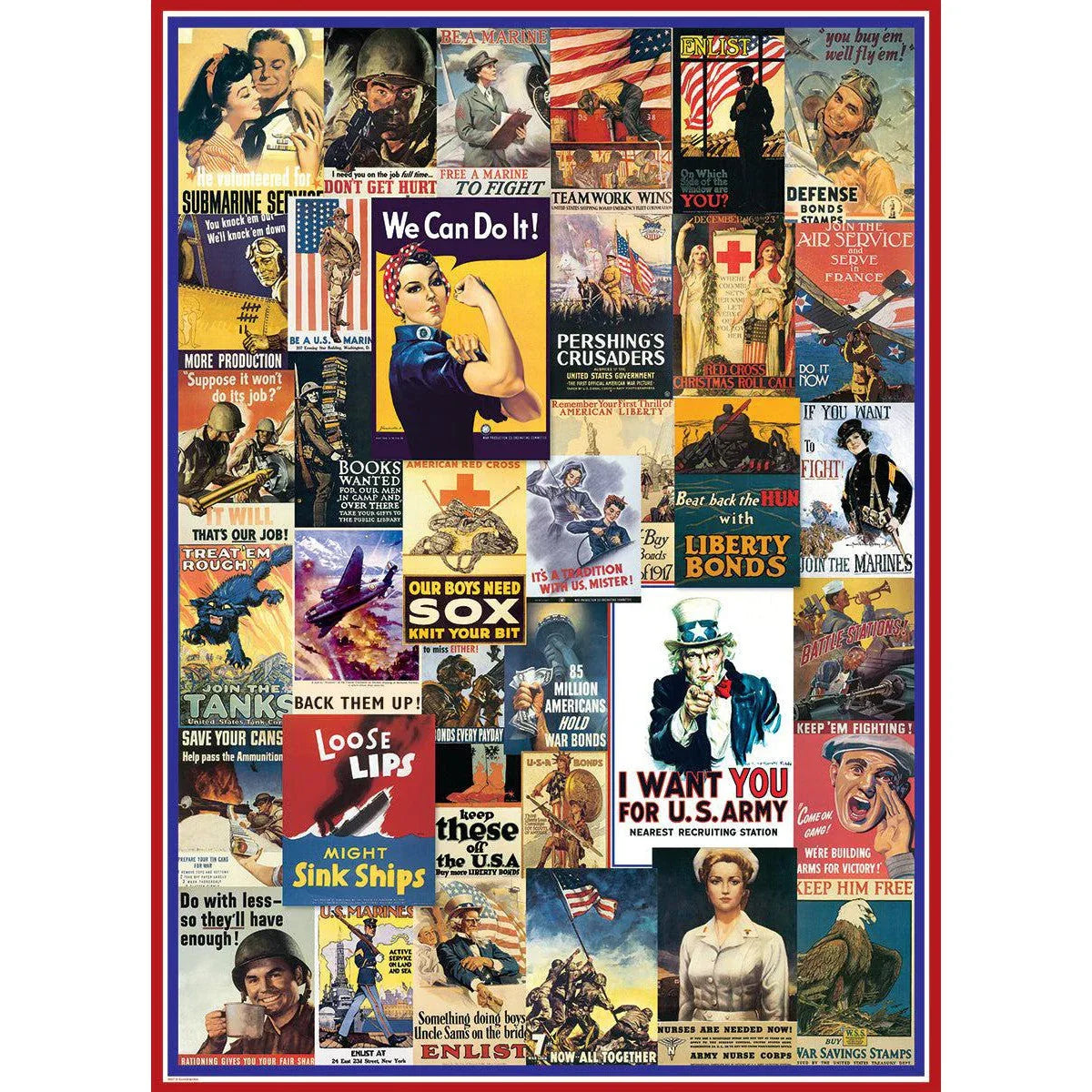 World War I & II Vintage Posters 1000 Piece Jigsaw Puzzle Eurographics - BIG FRENCHIES