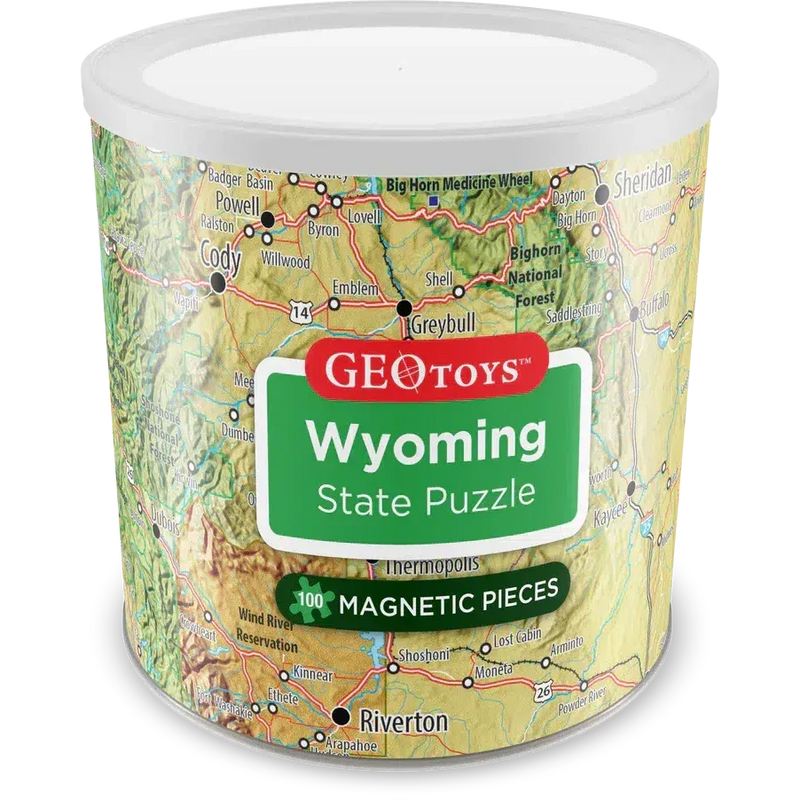 Wyoming State 100 Piece Magnetic Jigsaw Puzzle Geotoys - BIG FRENCHIES