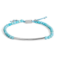 Sterling Silver Turquoise Beads Station Bracelet with Bolo Clasp