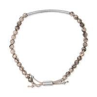 Sterling Silver Jasper Bead Station Bracelet Bolo Clasp