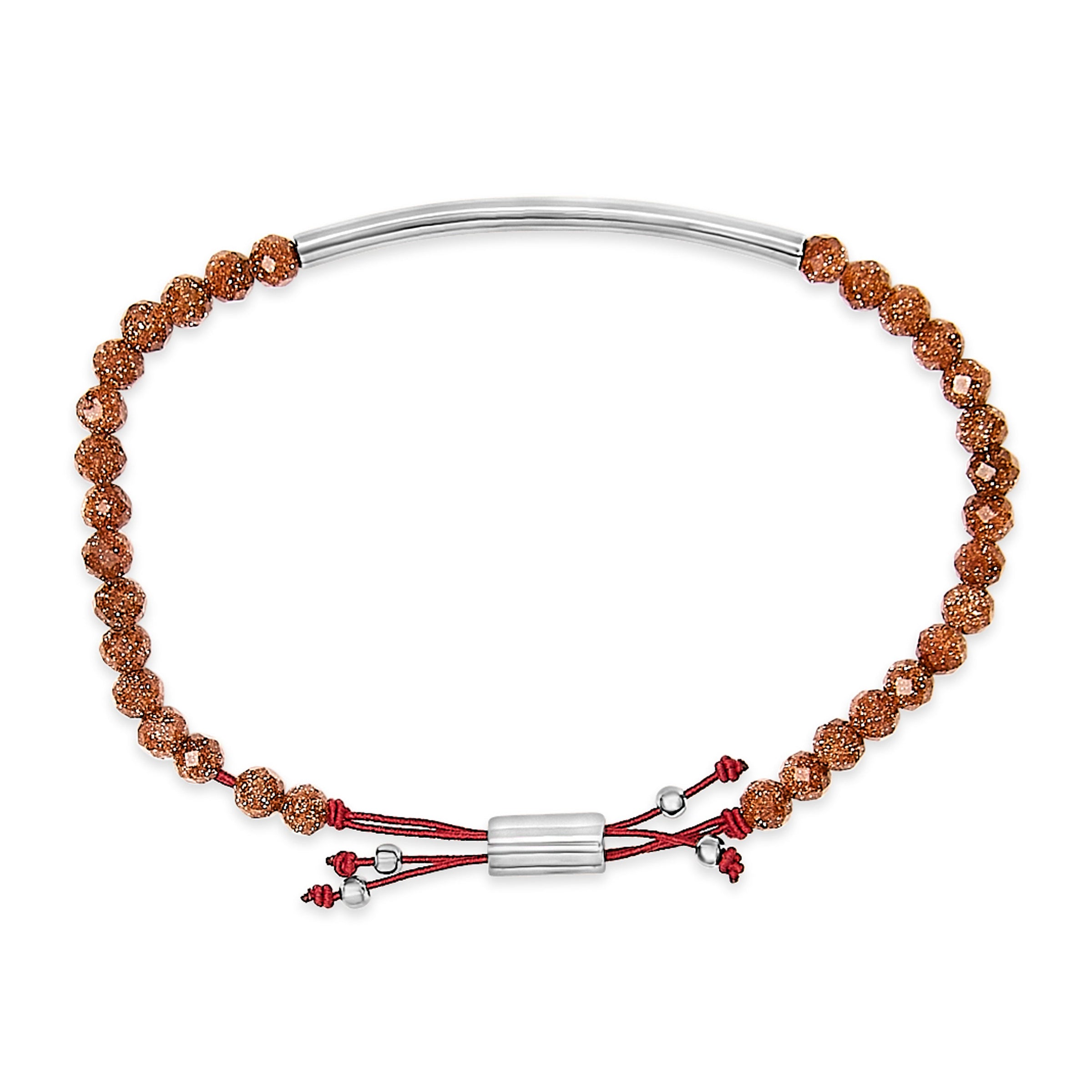 Sterling Silver Sand Bead Station Bracelet Bolo