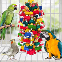 XL Parrot Toy – Natural Wood & Cotton Chew Toy for Macaws, Cockatoos & Amazons
