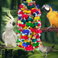 XL Parrot Toy – Natural Wood & Cotton Chew Toy for Macaws, Cockatoos & Amazons