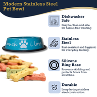 I LOVE YOU SO MUCH Modern Stainless Steel Dog Bowl – 24oz - BIG FRENCHIES