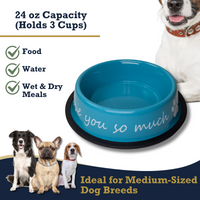 I LOVE YOU SO MUCH Modern Stainless Steel Dog Bowl – 24oz - BIG FRENCHIES