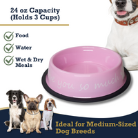 I LOVE YOU SO MUCH Modern Stainless Steel Dog Bowl – 24oz - BIG FRENCHIES