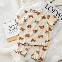 Summer Bear Pajama Set for Baby Girls (T-shirt & Shorts) - # BAAA81810011