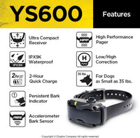 Dogtra YS600 Bark Control Collar for Dogs 35 lbs and Up - Advanced Bark Sensor, 10 Intensity Levels